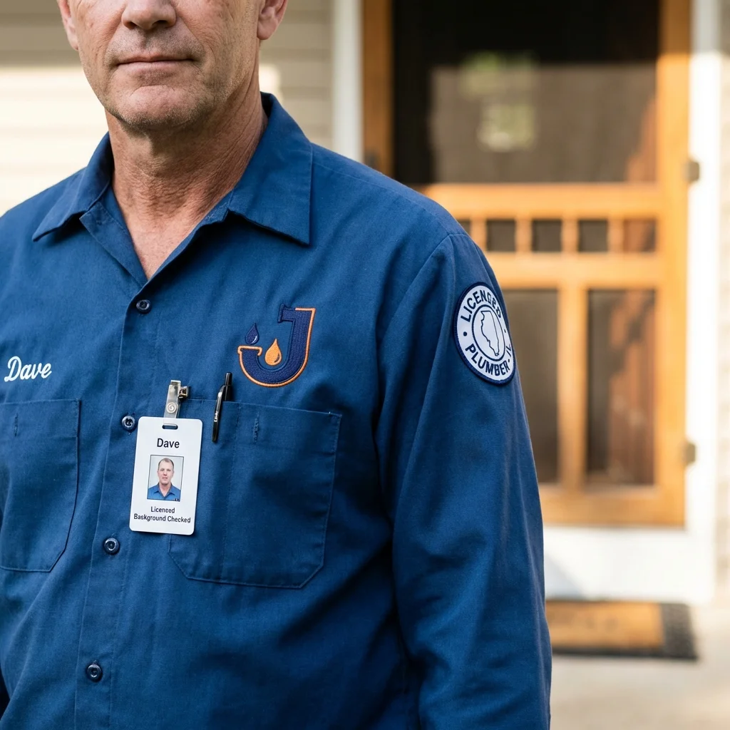 Licensed plumber showing ID badge in Boyertown, PA