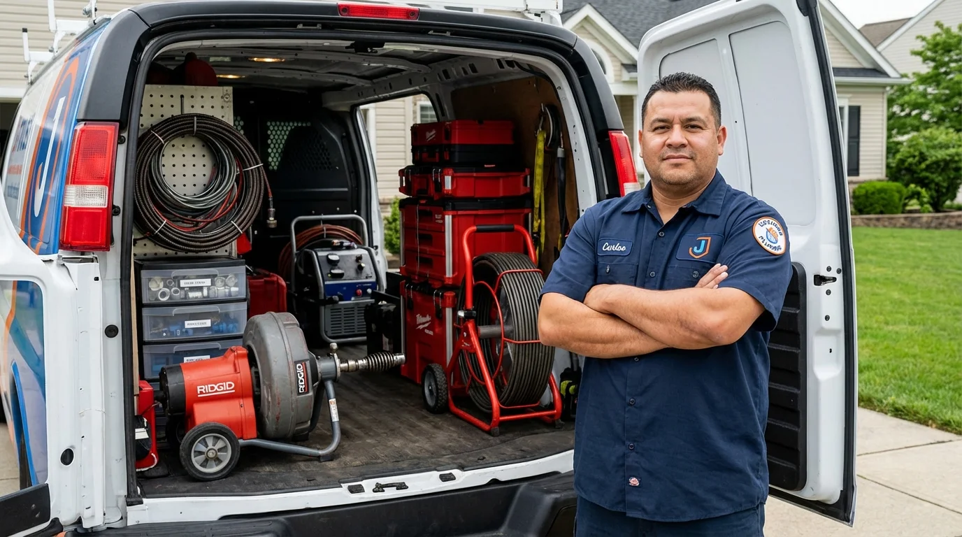 Professional drain cleaning equipment and Johns Plumbing LLC plumber in Boyertown