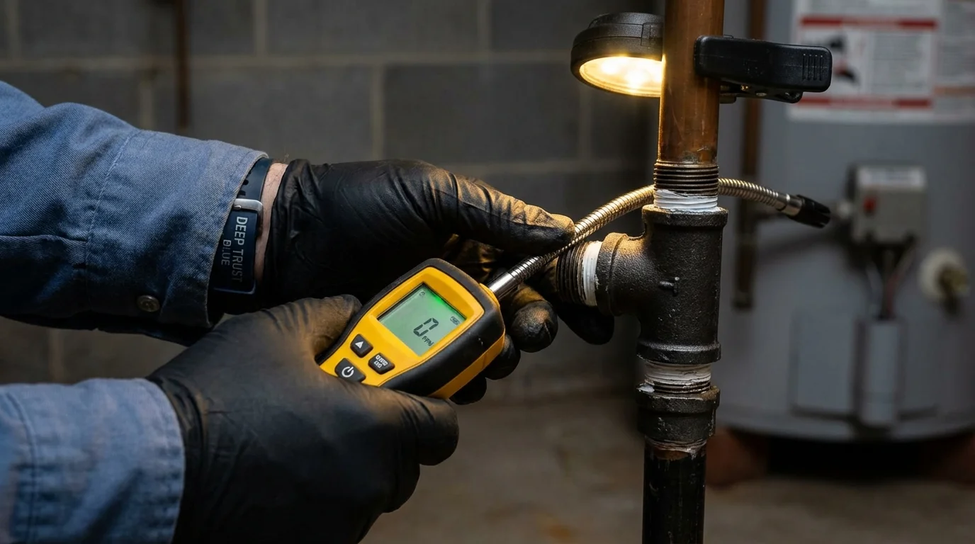 Gas leak detection with electronic sniffer by Johns Plumbing LLC in Boyertown