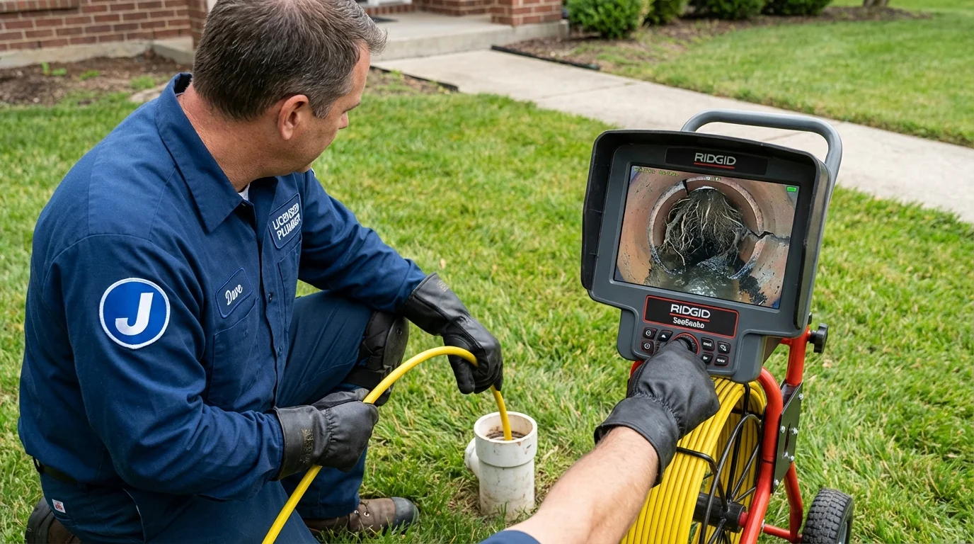Sewer camera inspection being performed by Johns Plumbing LLC in Boyertown